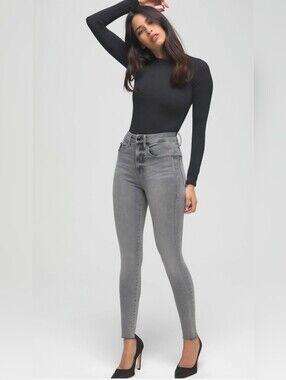 Good American GOOD WAIST CROP RAW EDGE 8/29 Black128